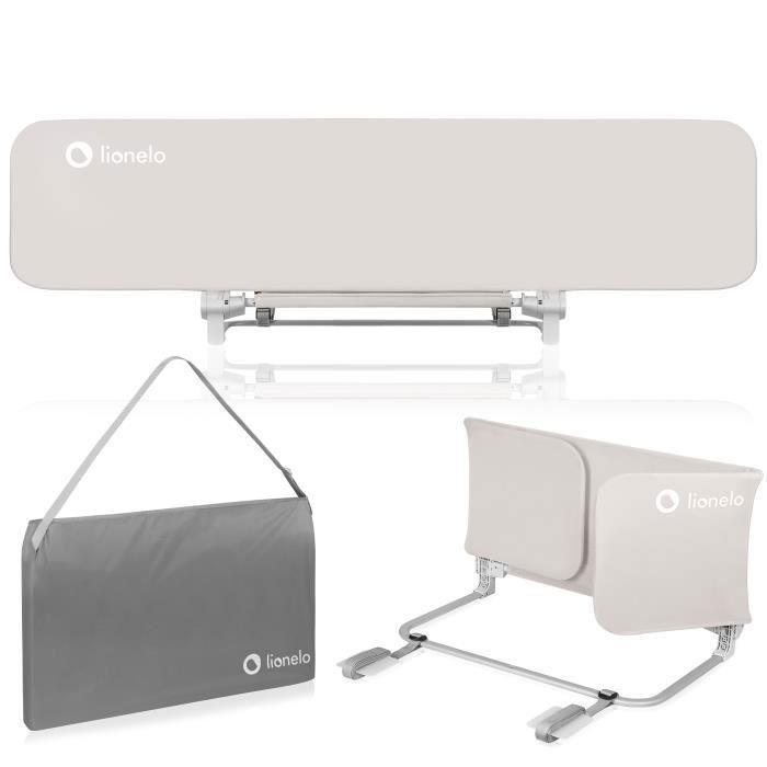Sponda di protezione per lettino LIONELO Lora XL - 150 x 45 cm - Pieghevole - Struttura sicura e stabile - Leggera - Borsa per il trasporto - Beige
