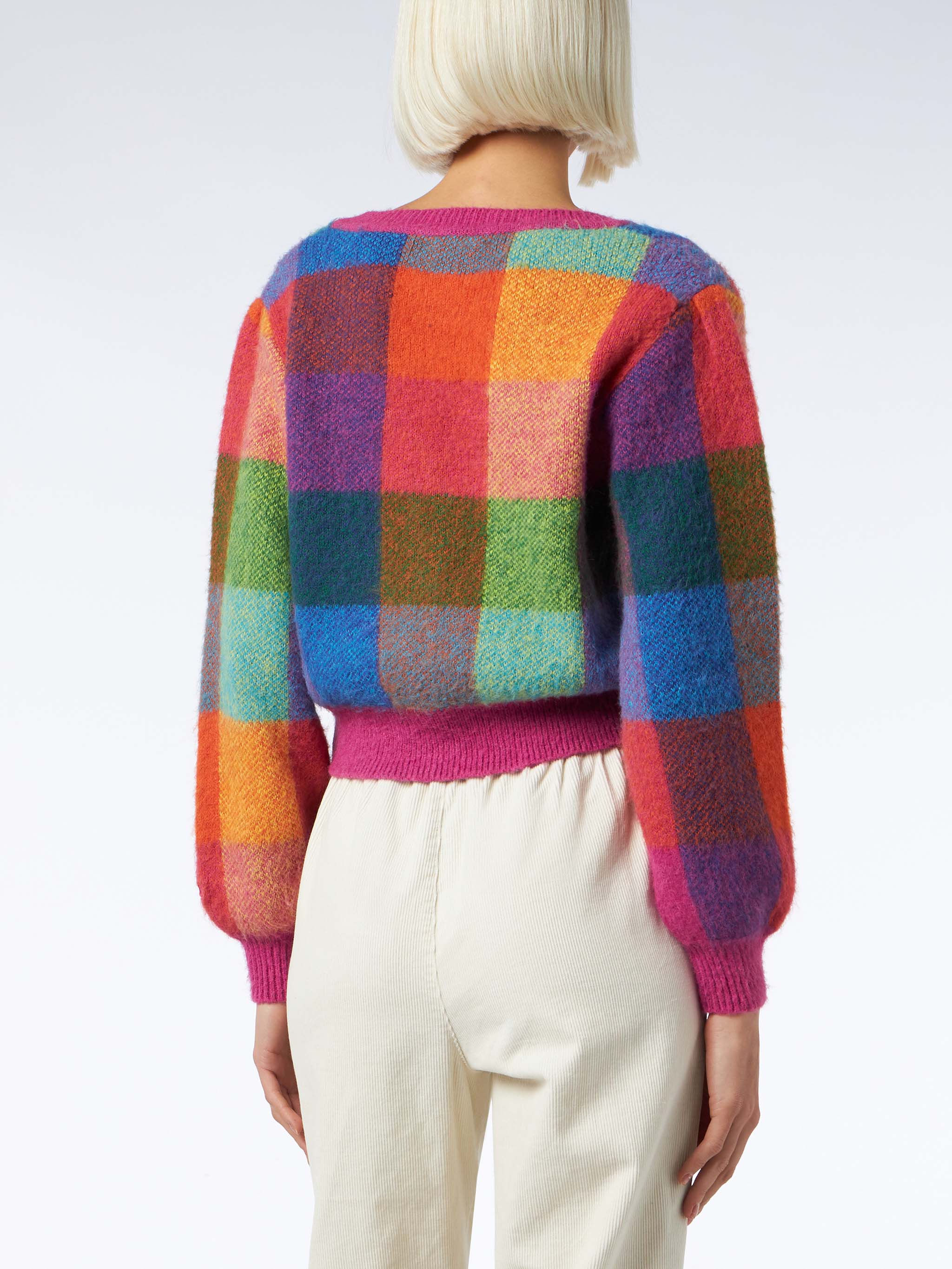 Γυναικεία κοντή ζακέτα με φουσκωτά μανίκια και βουρτσισμένο τελείωμα
