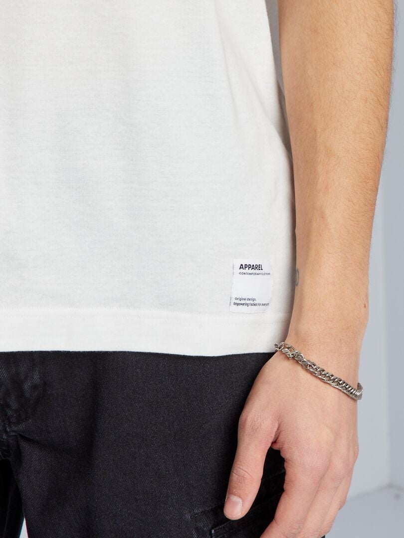Camiseta de algodón de cuello redondo - BLANCA
