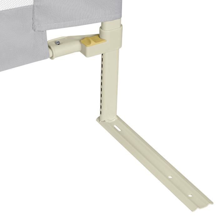 Barrière de lit ELANCOOH 200cm - Protection contre les chutes - Réglable en Hauteur 70-100 cm - Gris