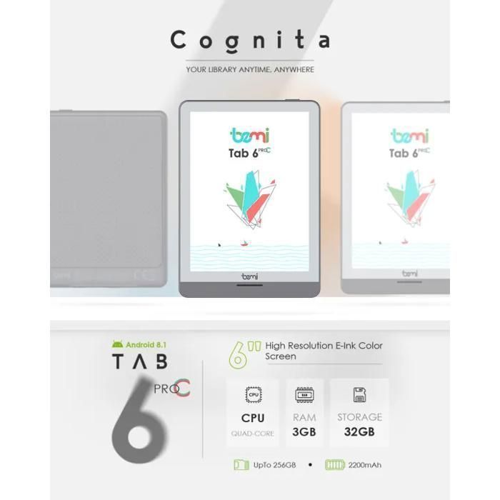 E-reader - BEMI - Cognita Tab 6 ProC - 6 inch - 32 GB - WiFi Bluetooth - LED-achtergrondverlichting