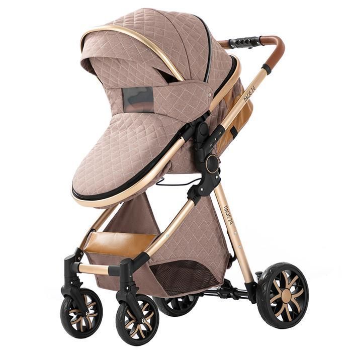 Magic ZC 3-in-1 Kinderwagen, Kombi-Kinderwagen bis 15 kg, 0-3 Jahre, mit Handtasche, Ein-Klick-Faltmechanismus, Fußbremse, Khaki