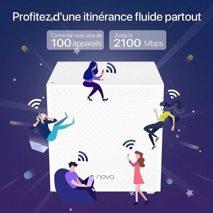 Mesh System - TENDA - Nova MW12-3 - 500 m² Coverage - WiFi Mesh - Easy Installation
