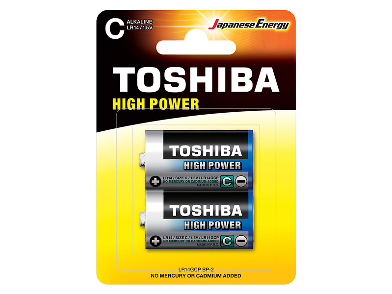 Baterie alkaiczne 2 szt, high power 1,5V LR14 Toshiba
