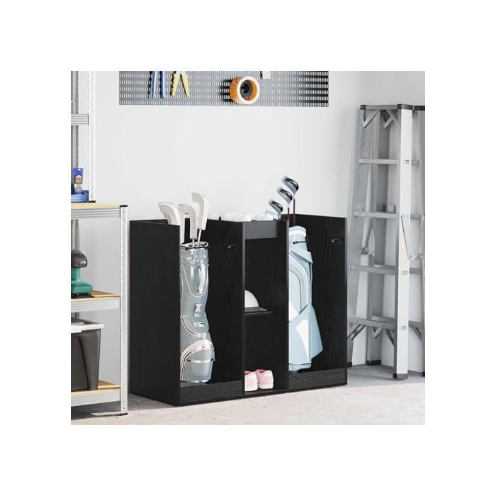 Taquilla de madera para palos de golf - vidaXL - Roble negro - 102x45x85,5 cm - Amplio espacio de almacenamiento - Estructura metálica