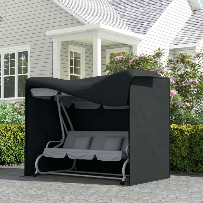 Telo di copertura per altalena da giardino - Outsunny - 220x125x172 cm - Tessuto Oxford - nero