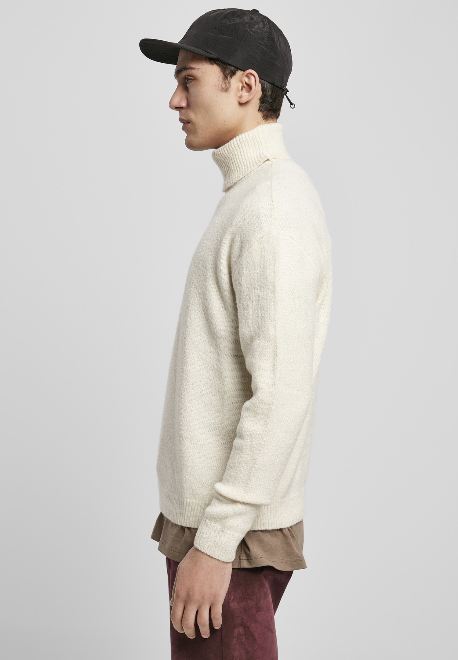 Urban Classics OVERSIZED ROLL NECK SWEATER - Trui - wit zand