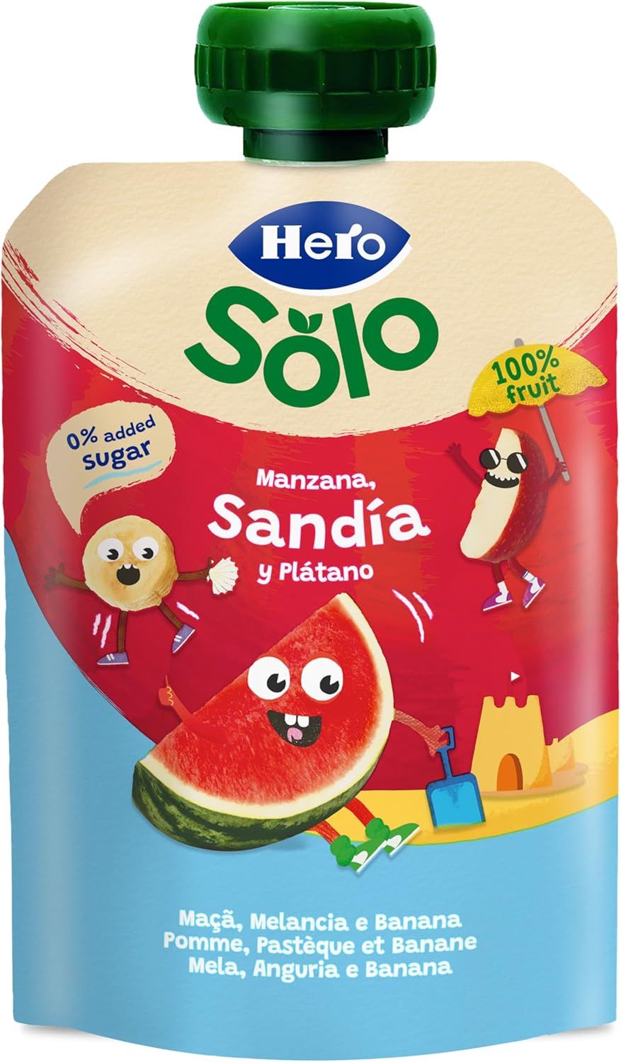 Vrećica s jabukom, lubenicom i bananom Samo 6 mjeseci Nastavak mlijeka i hrane