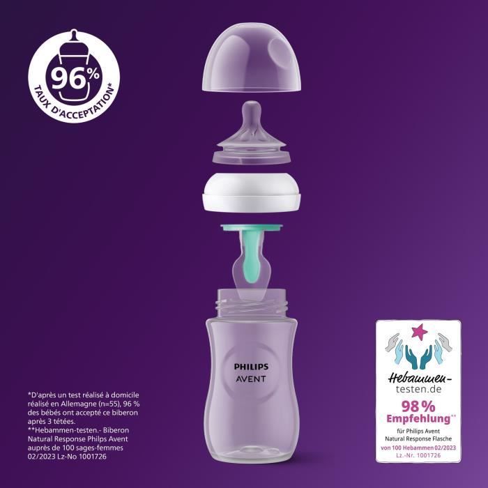 Kit per neonati - PHILIPS AVENT - Natural 3.0 AirFree - 2 biberon da 125 ml + 2 biberon da 260 ml + ciucci ultra morbidi 0-6 mesi