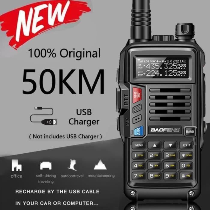81f6f4 2021 NUEVO UV-S9 Transceptor de radio walkie-talkie más potente 10W 50 KM de largo alcance portátil para Euro-X negro