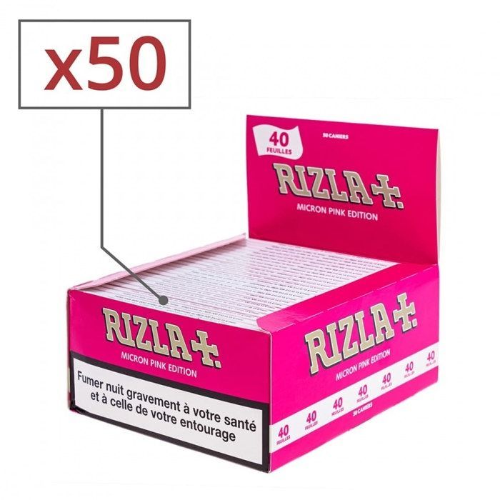 Rizla Micron Edición Rosa - Caja de 50 libritos de 40 hojas finas