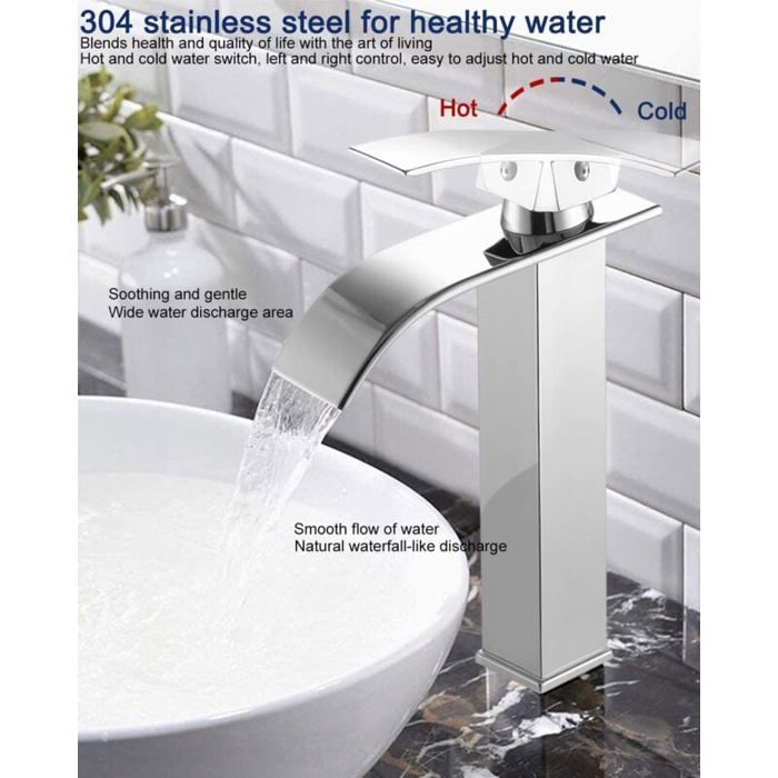 Rubinetto per bagno - YYV - A cascata - Cromato - Monoforo - Design elegante