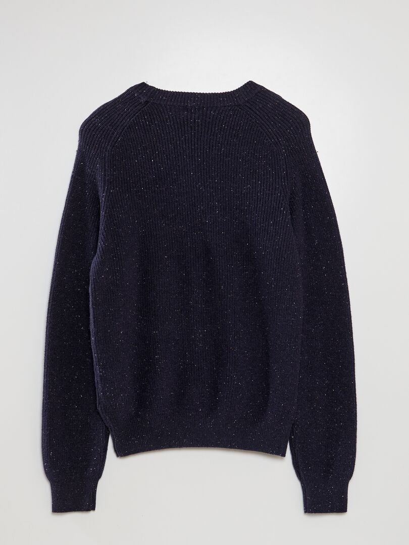 Gebreide trui met gemêleerd patroon - BLAUW