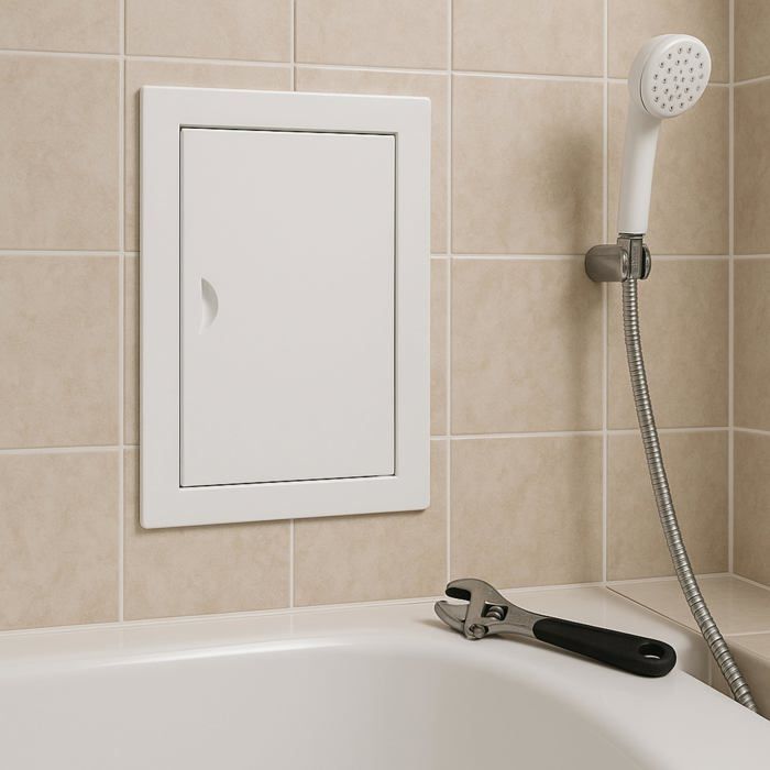Trappe de Visite 40x60cm, pour Inspection - en Métal, pour Inspection, Montage Horizontal et Vertical - Blanc, Bouton Pression, ADGO