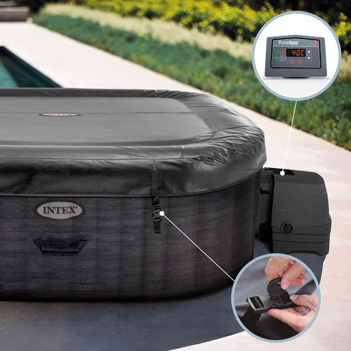 Jacuzzi gonflable Intex Greystone Deluxe pour 4 personnes, 211 x 211 cm
