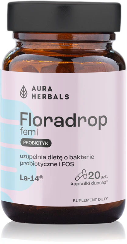 Suplemento alimentar probiótico Aura Herbals Floradrop femi, probióticos para mulheres
