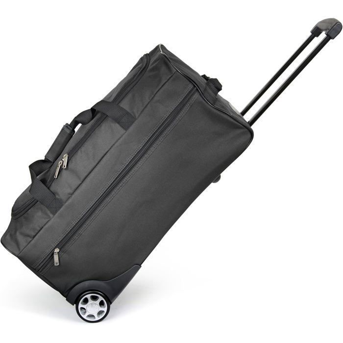 Sac de Voyage Trolley Noir - Grand sac à roulettes, canne télescopique, compartiment spacieux, poche zippée, idéal week-end