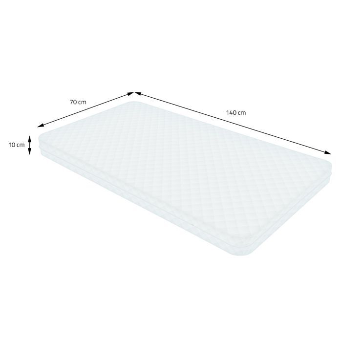 Materasso per bambini ML-Design 70x140x11 cm, schiuma a freddo, certificato Oeko-Tex 100, con fodera rimovibile e lavabile con cerniera, resistente