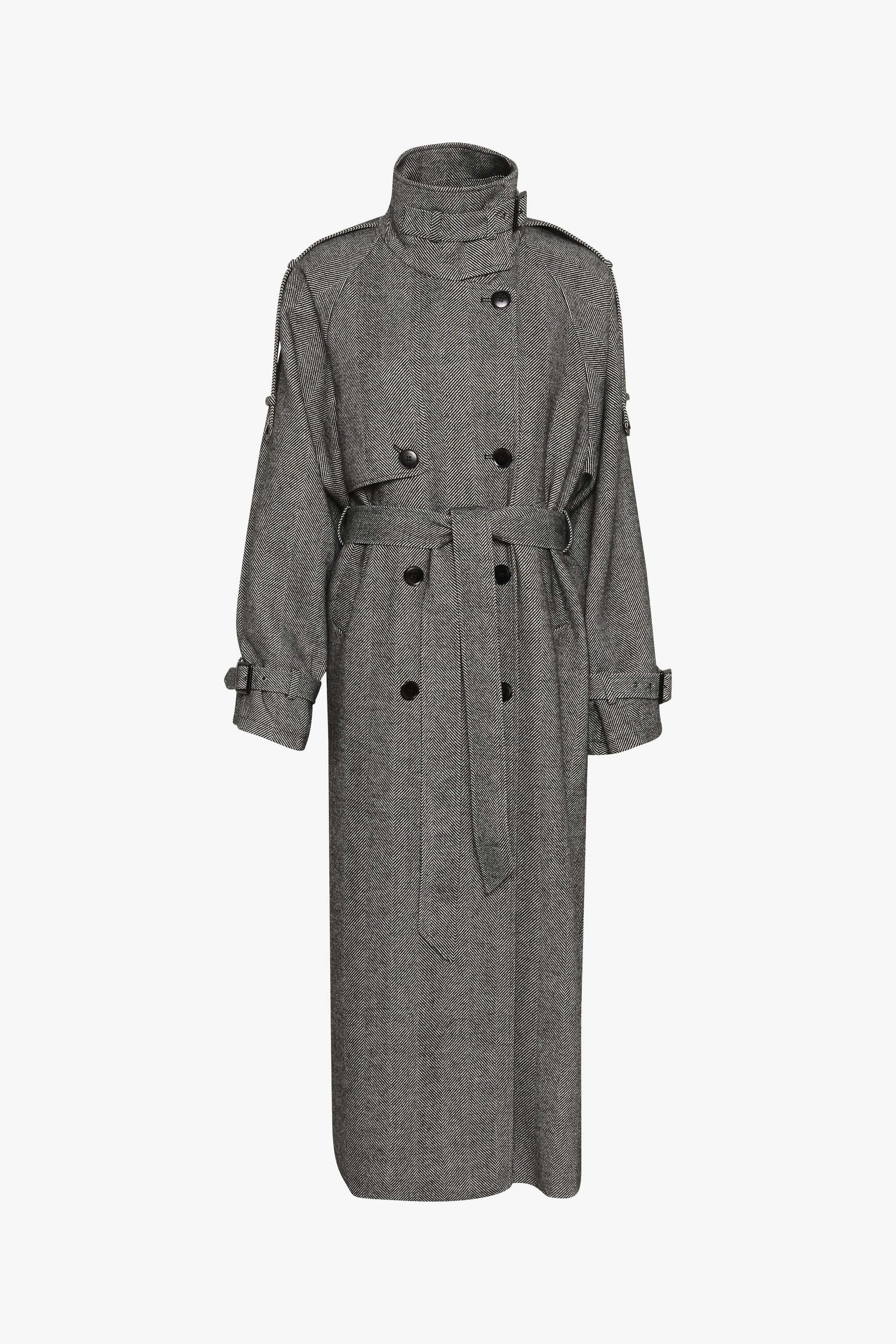Gestuz AVIC LANGE JAS - Trenchcoat - zwart/grijs