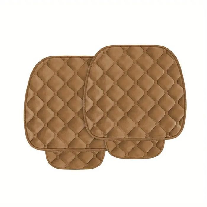 Plush car seat covers (2 pieces) - Universal protectors for cars, homes, offices and chairs (brown)