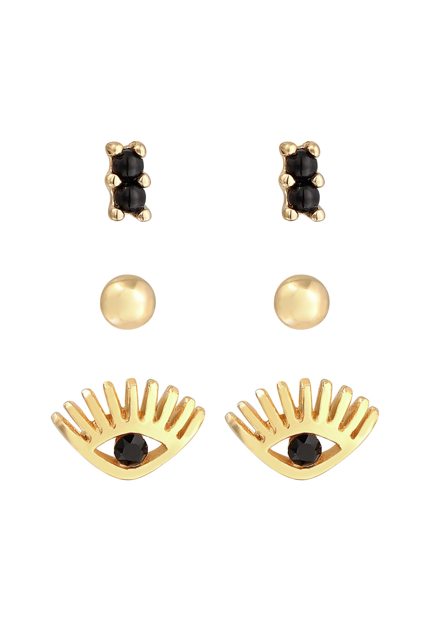 Elli Boucles d'oreilles Evil Eye pour femmes, set de 3 avec cristaux en argent sterling 925