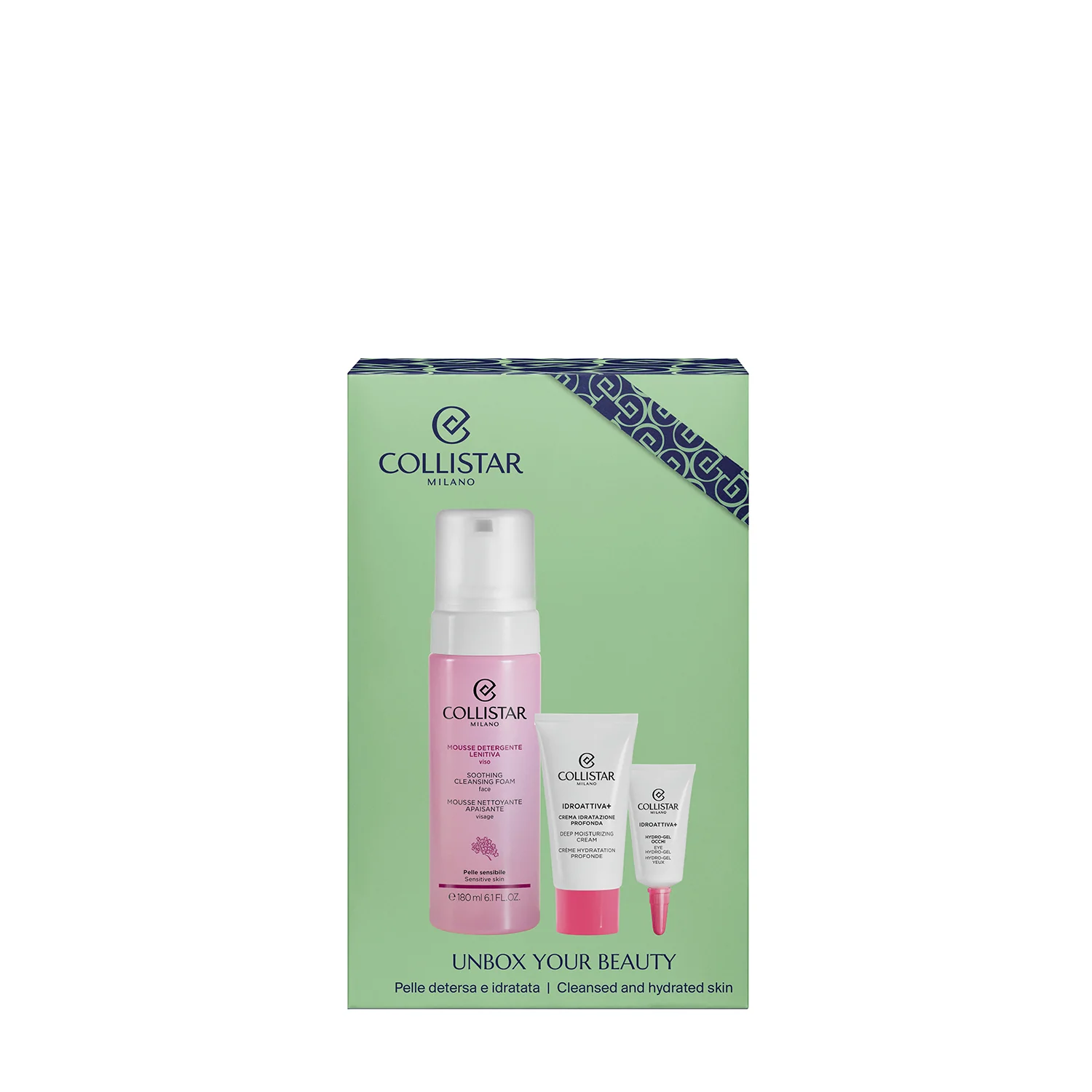 Detergenza Cofanetto Mousse Detergente Lenitiva Viso - Cofanetto Lenitivo, Mousse detergente viso, Crema viso giorno idratante, Tratt.anti borse e occhiaie