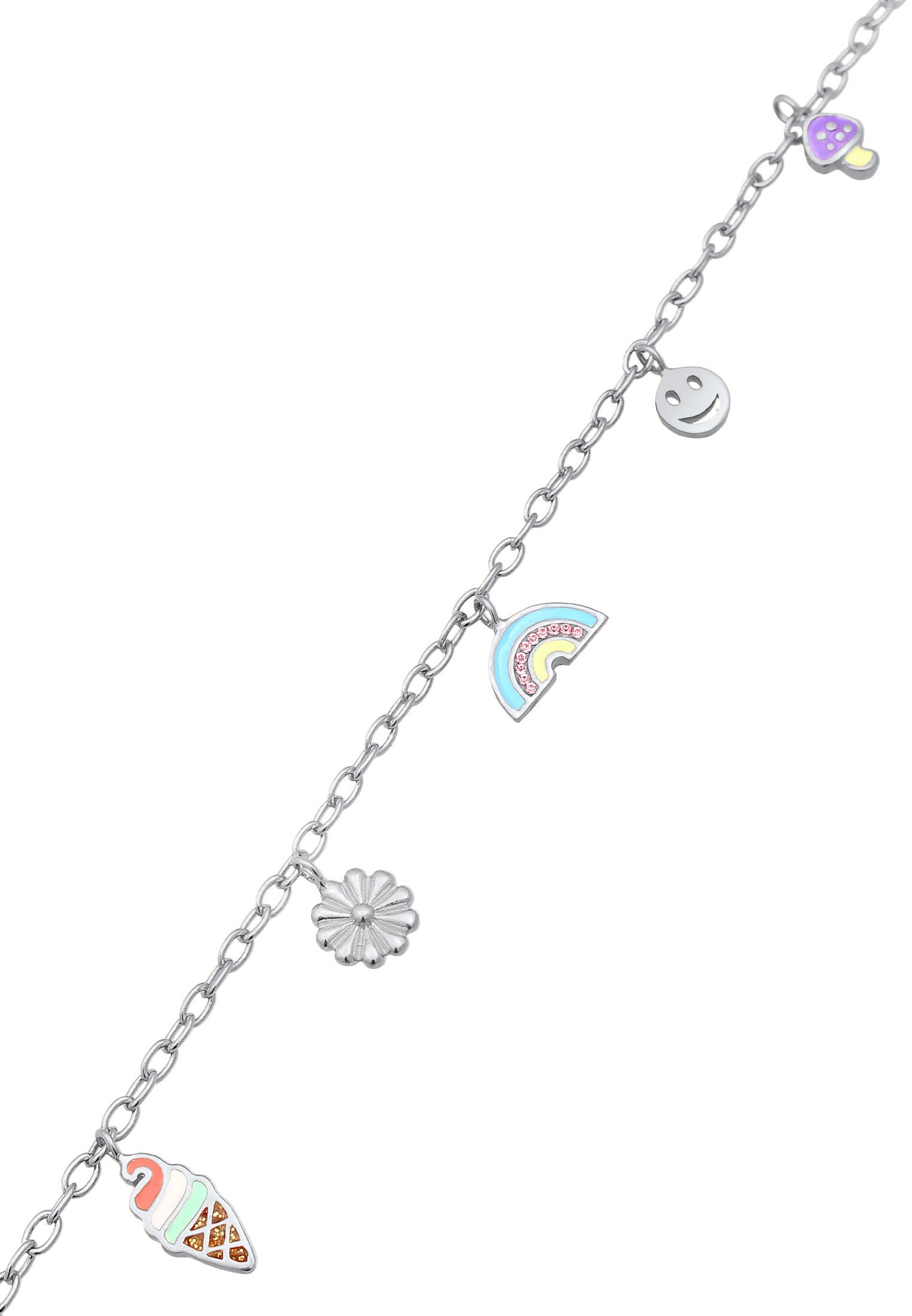 Elli Femmes avec Smiling face Fleur champignon Pendentif avec émail et cristal de verre en argent sterling 925