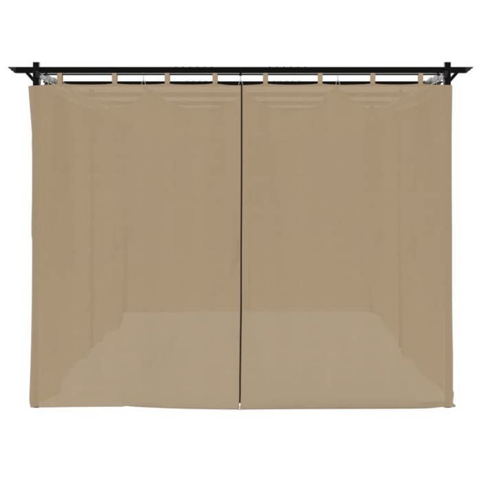 vidaXL Tonnelle avec rideaux taupe 6x3 m acier, tonnelle de jardin, tonnelle de patio, pavillon de jardin 4003922