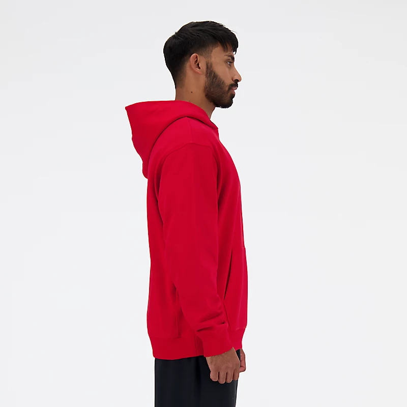 Herenhoodie van badstof met atletiekprint - TEAM RED