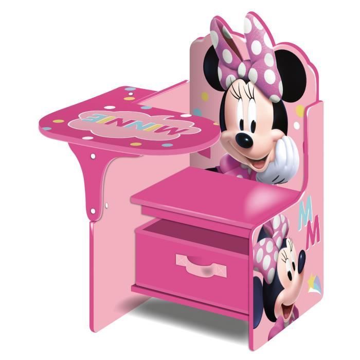 Chaise de Bureau Disney Minnie - Bac de Rangement Amovible - Montage Facile - A partir de 3 ans