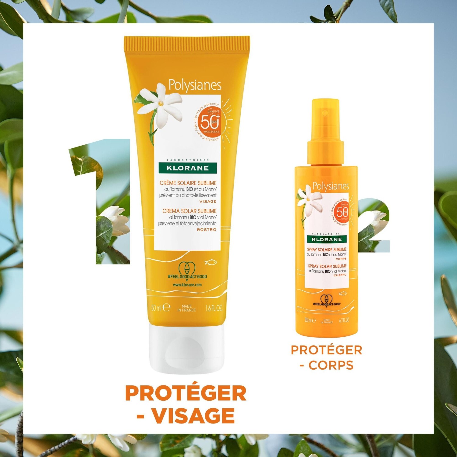 Klorane Crème solaire sublime SPF 50+ au Tamanu BIO et Monoï
