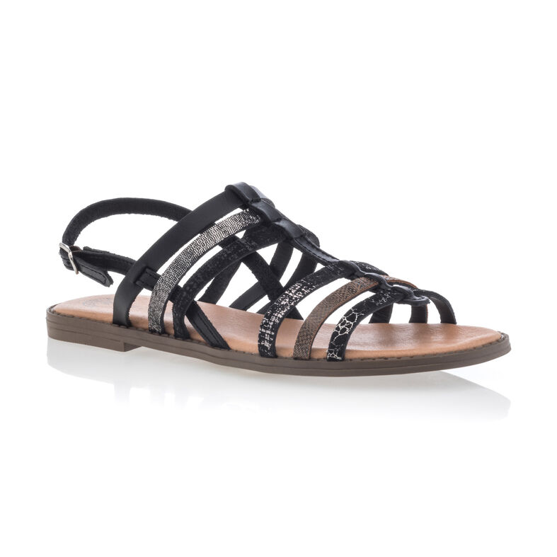 Schwarze Damensandalen / Zehenfreie Schuhe
