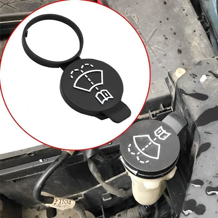 Juego de 2 tapas universales para el depósito del líquido limpiaparabrisas del coche, repuestos, compatibles, fácil instalación.