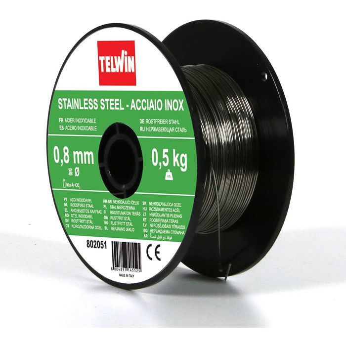 Bobina de alambre - Telwin - Acero inoxidable - 0,8 mm - 500 g - Se vende por unidad
