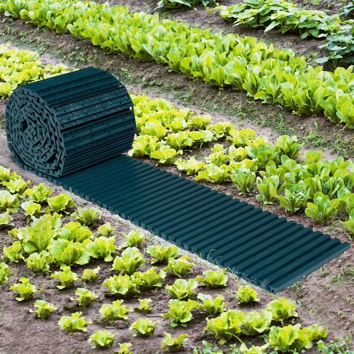 IDMARKET Chemin de potager 5M déroulable en plastique vert pour jardin