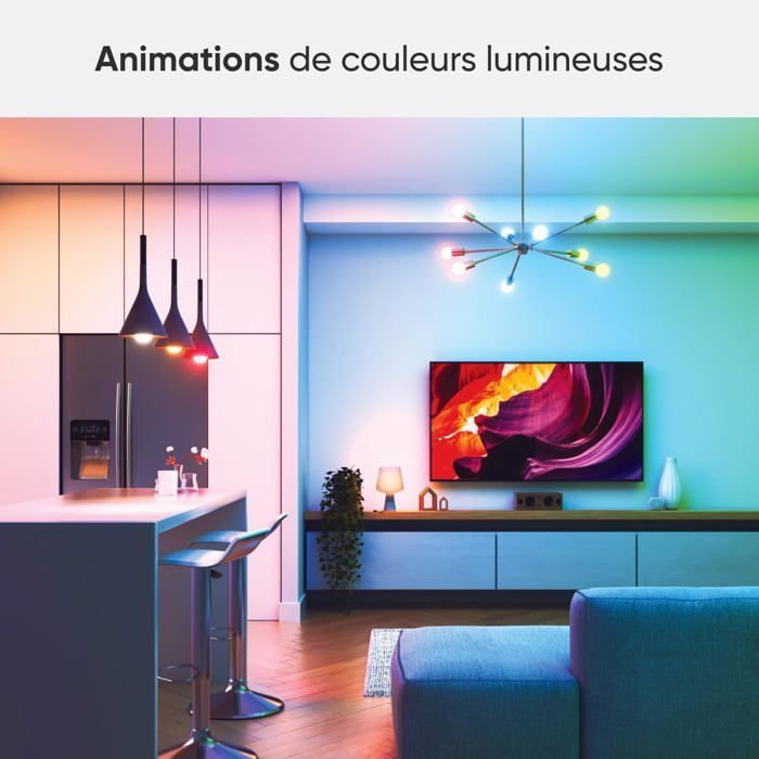 Matter Essentials Pack de 2 Wifi Ampoules LED E27 Connectées RGBW - Lampes Intelligentes,Horaires personnalisés,Contrôle par