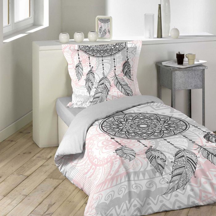 Children's duvet cover set 140x200 cm Namaste + fitted sheet 90x190 White