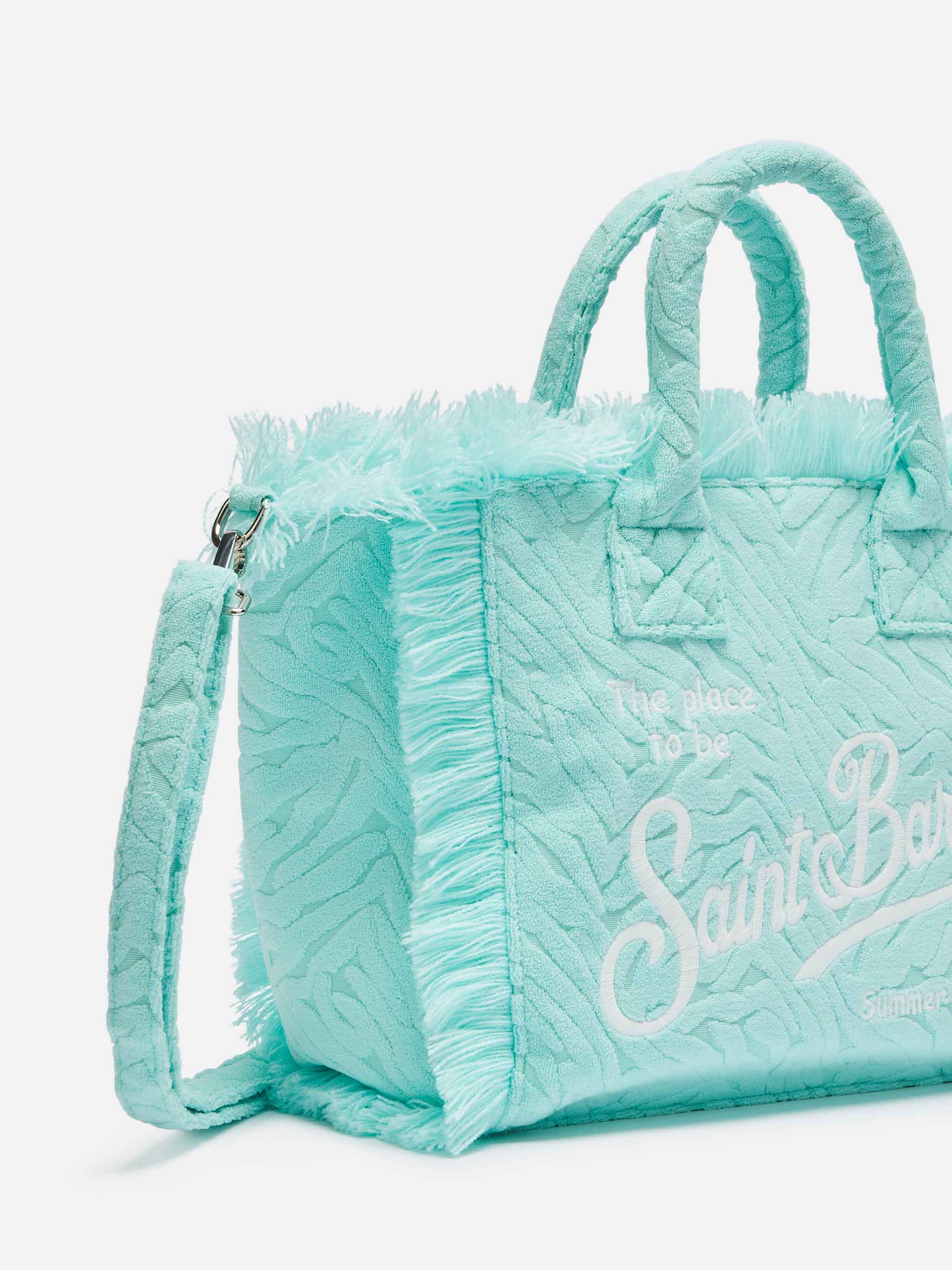 Sac Colette en éponge turquoise à imprimé zèbre en relief