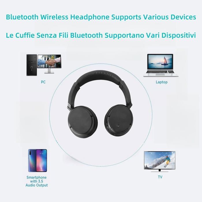 Wireless TV headphones, wireless Bluetooth headphones with deep bass, over-ear headphones for adults and seniors