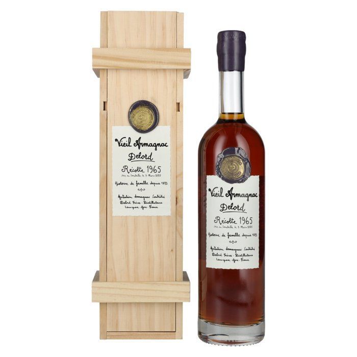 Armagnac Delord Vintage Vendemmia 1965 40% Vol. 0,7 l in scatola di legno