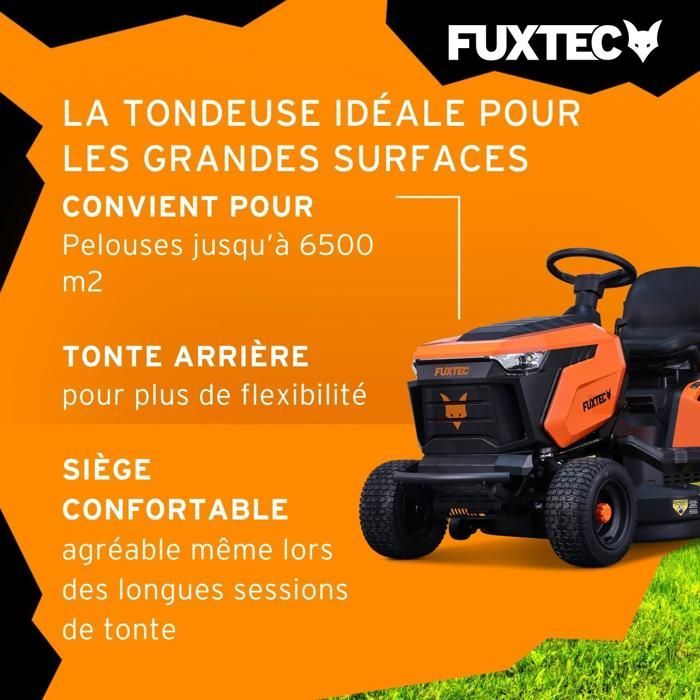 FUXTEC FX-RMT92A Ride-on Lawnmower – Lawn Tractor – 452 cc – 9.2 kW – 92.5 cm – Hydrostatic – 280 L Grass Collector – 6000 m²