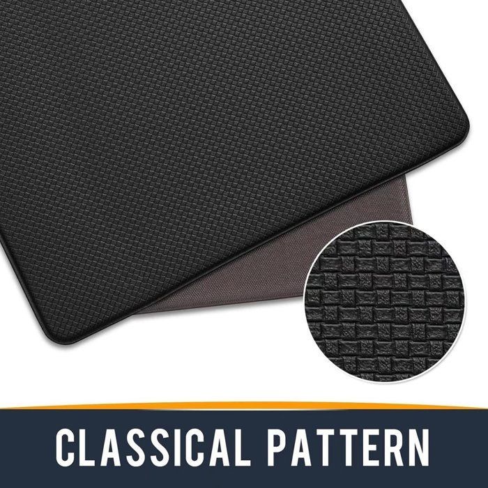 Tapis de cuisine noir 44 x 150 cm, en cuir résistant, antidérapant, lavable et imperméable, idéal pour la cuisine, le salon et le