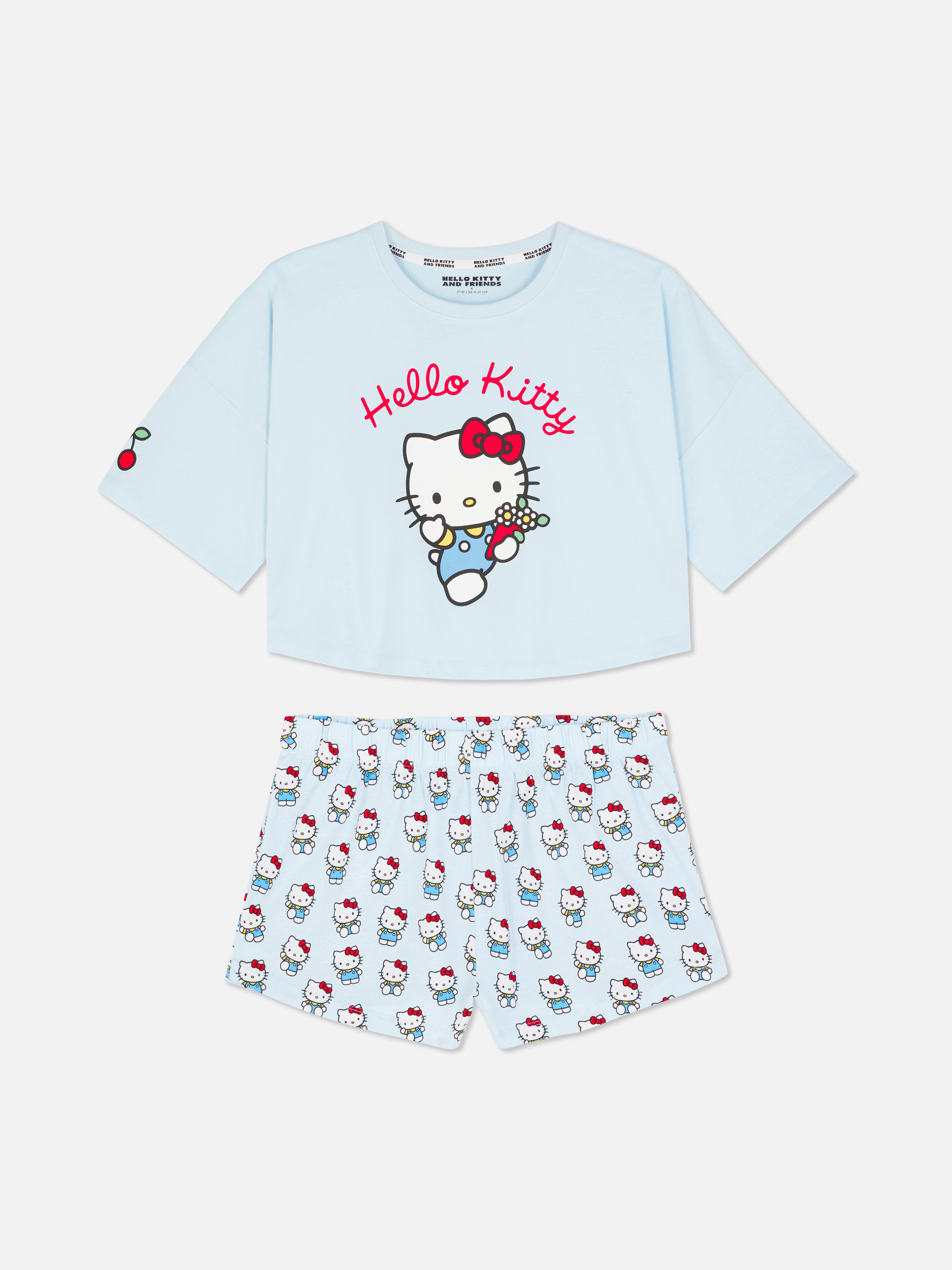 Pijama scurtă Hello Kitty O pijama Hello Kitty cu mâneci scurte și pantaloni scurți asortați