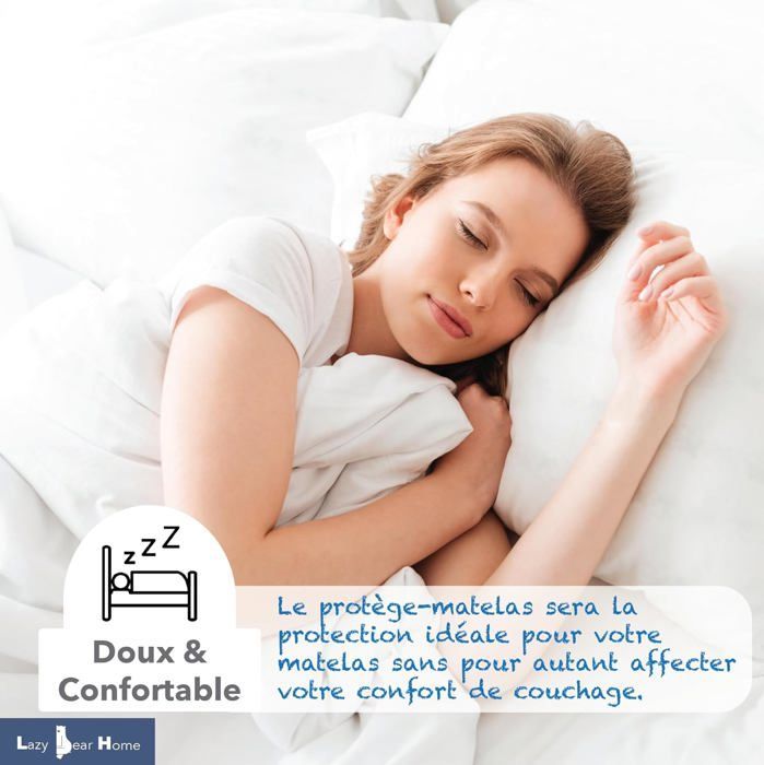 Lazy Bear Home | Mattress Protector 180x200cm, Waterproof Mattress Protector with Cotton Jersey Surface, Fitted Sheet Style | French Brand, Made in the EU
