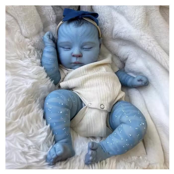 Bebé Reborn Avatar de 49 cm – Muñeca Reborn realista de vinilo de silicona – Bebé articulado durmiendo