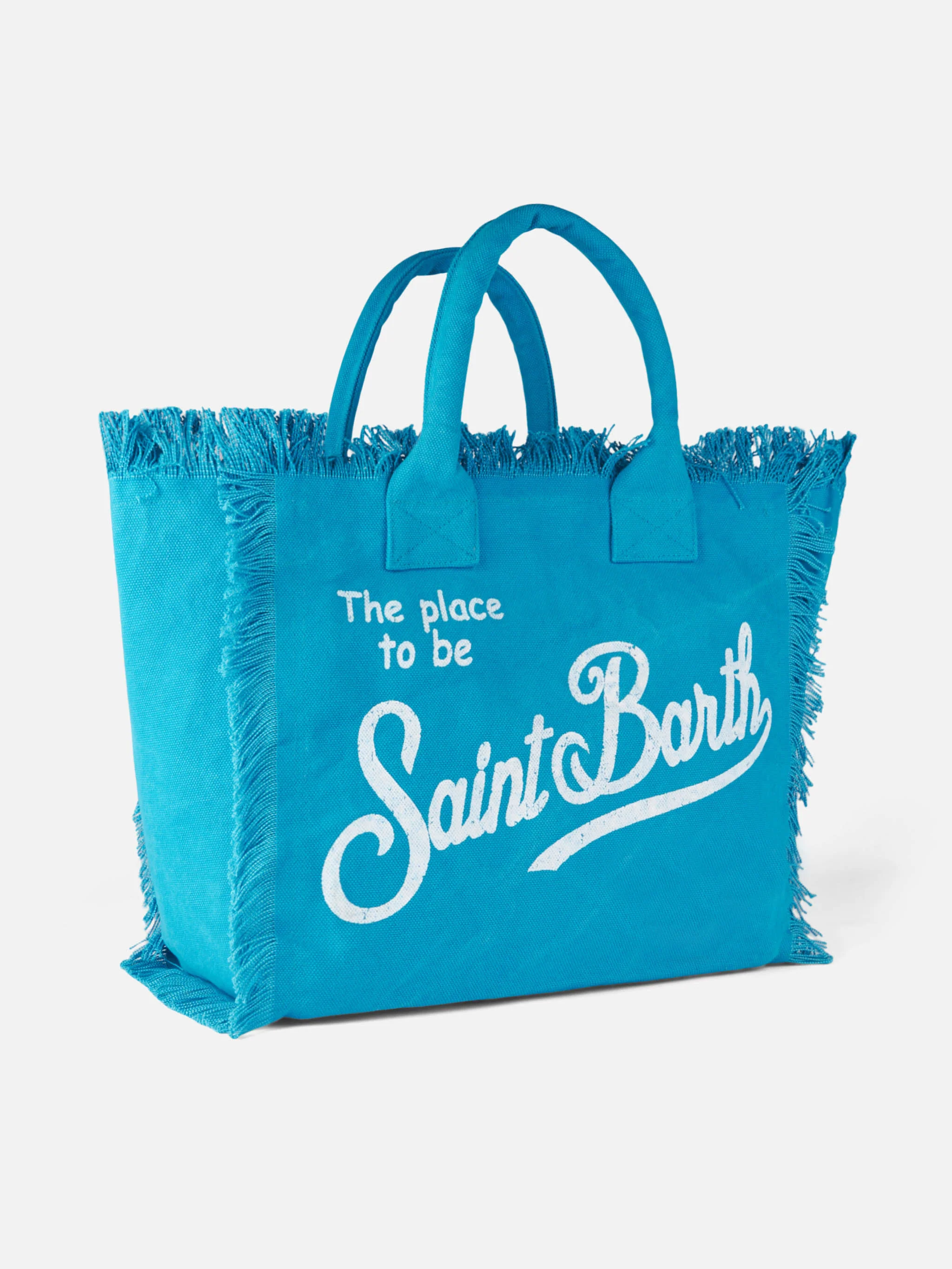 Bolso de hombro Vanity color turquesa con estampado de logo y bolsillo interior con cremallera | MC2 Saint Barth