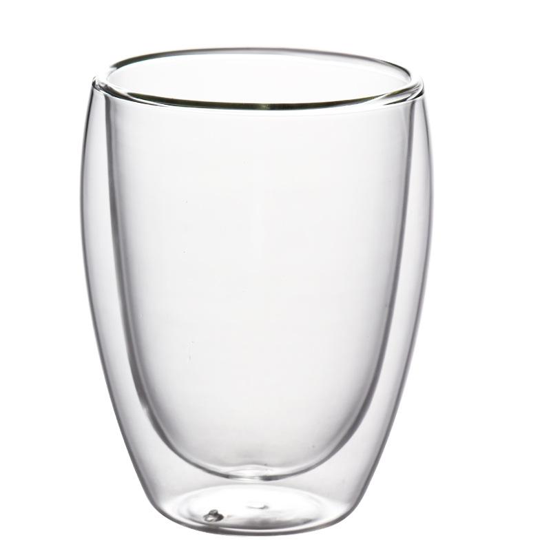 Tazza in vetro borosilicato spesso, trasparente, a doppio strato. Tazza da tè a doppia parete isolante. Tazza per latte, succo di frutta, caffè e colazione. AQ282