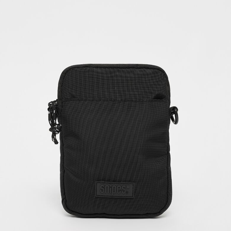 Sacoche pour téléphone portable avec badge en caoutchouc, logo basique et bandoulière jacquard.