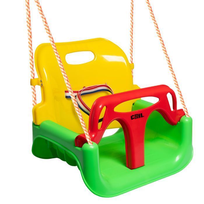 COIL Balançoire de jardin pour enfants, balançoire pour enfants, solide, 3 en 1 + ceintures, jusqu'à 60 kg, Vert