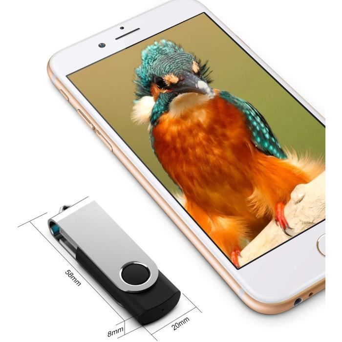 Kootion 64GB USB-flashdrive - USB 3.0 - Zwart - Snel - Draagbaar LED-lampje